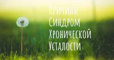 Причины Синдром Хронической Усталости