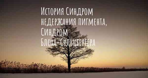 История Синдром недержания пигмента, Синдром Блоха-Сульцбергера