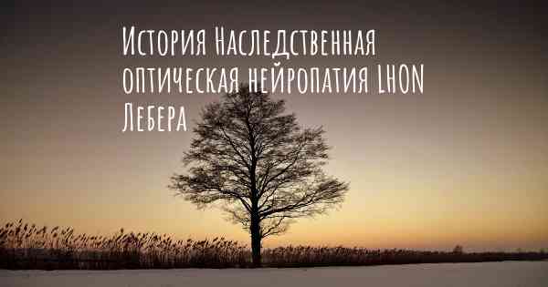 История Наследственная оптическая нейропатия LHON Лебера