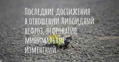 Последние достижения в отношении Липоидный нефроз, нефропатия минимальных изменений