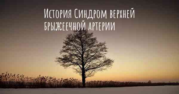 История Синдром верхней брыжеечной артерии