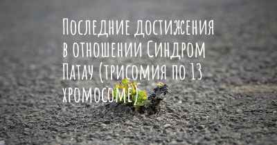 Последние достижения в отношении Синдром Патау (трисомия по 13 хромосоме)