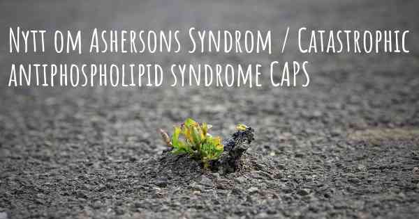 Nytt om Ashersons Syndrom / Catastrophic antiphospholipid syndrome CAPS