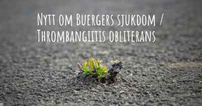 Nytt om Buergers sjukdom / Thrombangiitis obliterans