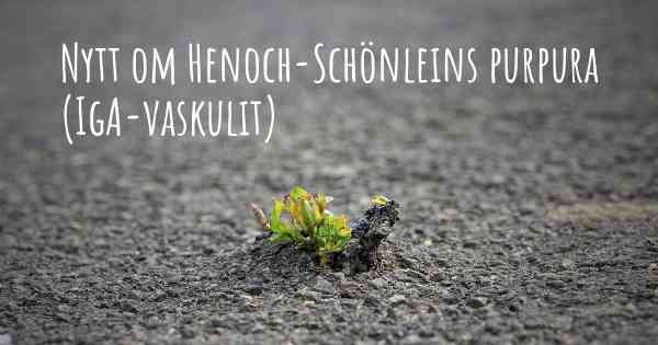 Nytt om Henoch-Schönleins purpura (IgA-vaskulit)