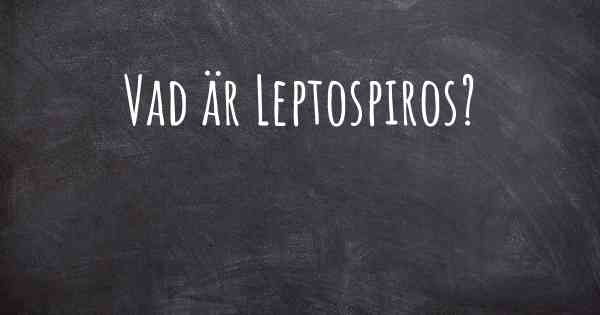 Vad är Leptospiros?