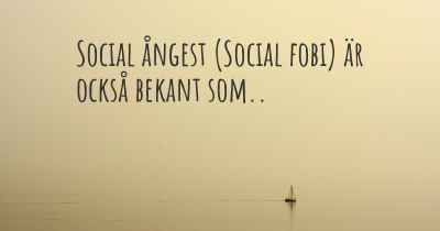 Social ångest (Social fobi) är också bekant som..