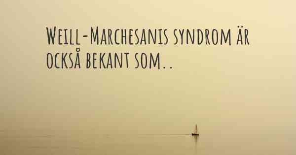 Weill-Marchesanis syndrom är också bekant som..