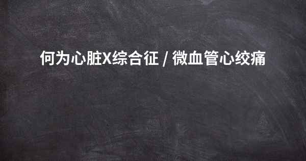 何为心脏X综合征 / 微血管心绞痛