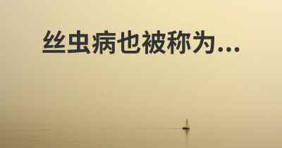 丝虫病也被称为...