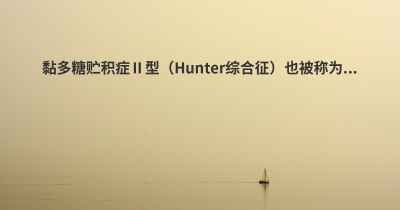 黏多糖贮积症Ⅱ型（Hunter综合征）也被称为...