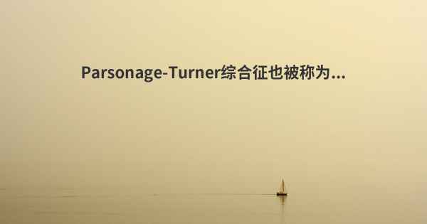 Parsonage-Turner综合征也被称为...