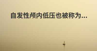 自发性颅内低压也被称为...