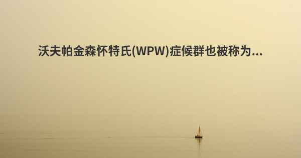 沃夫帕金森怀特氏(WPW)症候群也被称为...