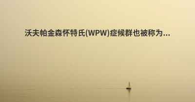 沃夫帕金森怀特氏(WPW)症候群也被称为...