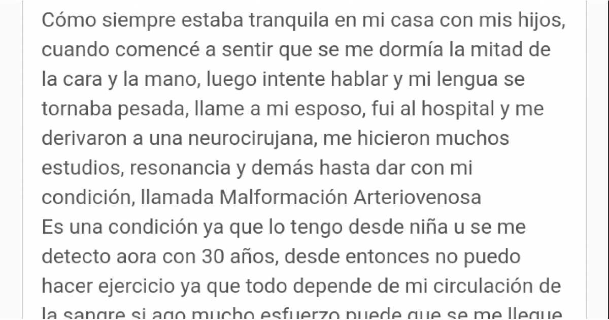 Historia sobre Malformación Arteriovenosa