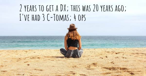 2 YEARS TO GET A DX; THIS WAS 20 YEARS AGO; I'VE HAD 3 C-TOMAS; 4 OPS